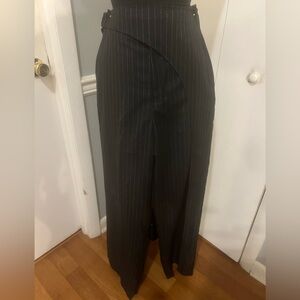 ASOS Design smart wide leg pin stripe pants with asymmetric waist
